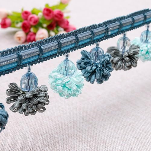 TMTGTS Quaste Vorhang Trim Band Trim 3m*6cm Bunte Tannenzapfen Kugel Spitze Kleidungszubehör Tannenzapfen Kugel Quaste Vorhang Spitze Zubehör für Abdeckung Rand Dekorative Vorhang Trim
