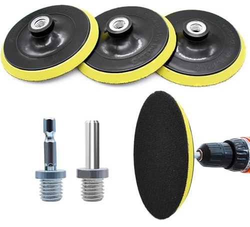 WYYFXY® 3 Stück Klett Schleifteller 125mm Klett Schleifpapierteller | Schleifteller 125 Klett für Winkelschleifer mit Bohradapter M14 inkl. Spanndorn für Schleifpapier | Schleifscheiben