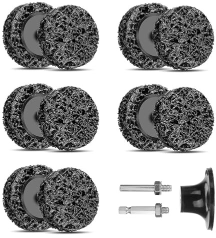 NuoDunco Disques Abrasifs, 10 Pièces 50mm Disques à Lamelles Disque de Nettoyage pour Outil Nettoyage Surface de Dérouillage de Peinture en Métal pour meuleuse d'angle(Noir)