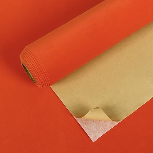 VEELIKE Tapete Samtstoff Orange Klebefolie Möbel Vintage Samt Stofftapete Möbelfolie Selbstklebend 40cm x 300cm Samttapeten Schmuckkästchen Dekorfolie für Möbel Schlafzimmer Schubladen Schrank