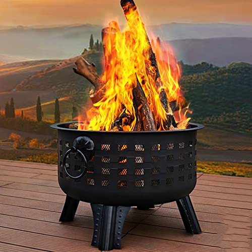 Barbecue au Charbon de Bois de 24 Pouces avec Couvercle, Barbecue d'extérieur, fumoir, Pique-Nique, Camping, terrasse, arrière-Cour, Cuisine, Convient pour 8 à 10 Personnes (Couleur : Noir, Taille :