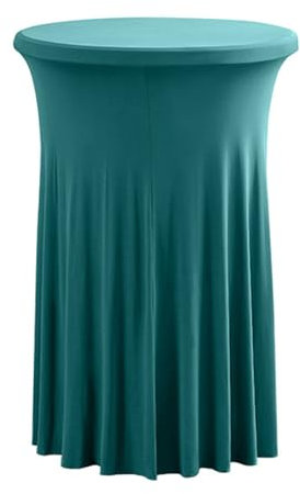 FANSU Tischdecke mit Rock, Cocktail Tischdecke Spandex Tischrock Stehtischhussen Elegant Stretch Stehtisch Husse für Bistrotisch, Cocktail Party Tischdecke Waschbar (80x110cm,Türkis)