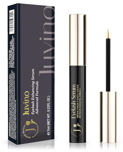 Juvino Eyelash Growth Serum for Lash Enhancing: 3 ml Natural Power Booster Formula – Advanced Enhancer for Thicker, Longer Lashes – Gentle and Vegan (3 ml (Pack of 1), Herbal)