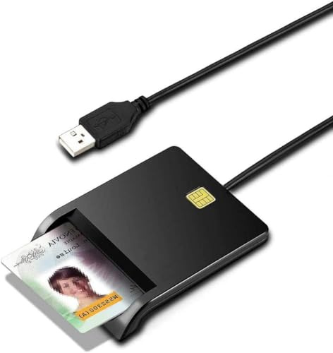 Lector de tarjetas de identificación con mini disco, lector de tarjetas inteligentes USB, lector de tarjetas de memoria CAC de acceso común USB 2.0 compatible con Windows y Linux, Plug and Play