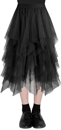 AUYAO Donna Gonna Tulle Irregolare A-Line Midi Elegante Strati Balletto Vintage Casual per Carnevale, Natale, Party, Prom