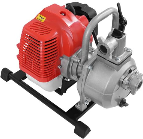 Susoso Gartenpumpe, 1,25kw Wasserpumpe mit Großer Wassereinlass-Auslass und Langes Einlassrohr Durchflussrate 10m³/h für Gärten 36x28x32cm Silber, Schwarz, Rot