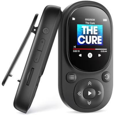Jrifedptry 32GB Clip MP3 Player Portable Music Player Bluetooth MP3 Mp4 Player with FM Radio Recording Pedometer for Kids Easy Install Easy to Use Black