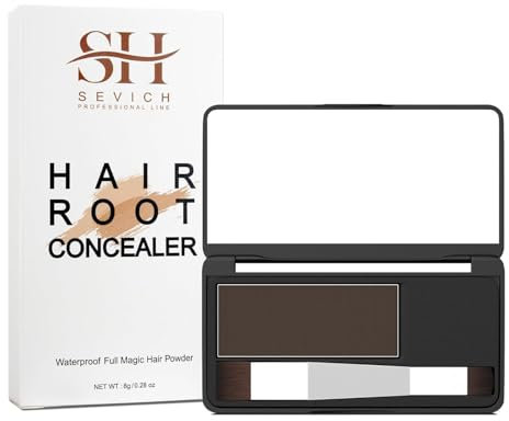 Sevich Root Cover Up polvo de raíz, cobertura rápida de las raíces de las canas, polvo de raíz con fórmula resistente al agua acabado perfecto Marrón medio8g