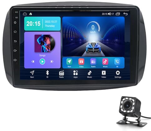 Keoaiob Auto Stereo per Smart Fortwo High 2015-2020 Wireless Carplay Android Auto 2 DIN Android Car Radio da 9 Touchscreen FM RDS GPS WiFi Bluetooth Mirror Link Camera di Backup(Color:WiFi 1G+32G)