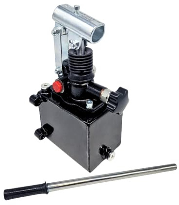 Flowfit Handpumpe 12 CC, für einfachwirkenden Zylinder, ohne Entlastungsventil, montiert mit einem Tank, 600 mm Handhebel im Lieferumfang enthalten, 1-Liter-Tank