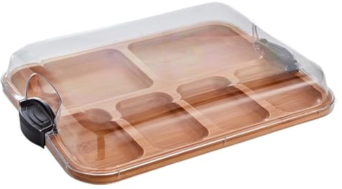 Nuhjytgf Tagliere per salumi, vassoio da portata in legno, vassoio per alimenti con coperchio, struttura in legno con coperchio, design elegante, 38,1 x 27,94 cm per Natale, San o riunioni