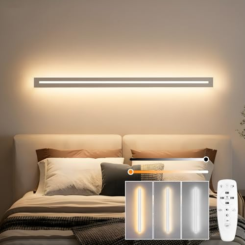 niuniaj 25W LED Wandleuchte Innen 100CM Wandlampe mit Fernbedienung | Dimmbar 10%-100%,3000K-6000K,Moderne Wandbeleuchtung Weiß für Schlafzimmer Korridor Wohnzimmer Treppe Kinderzimmer Küche