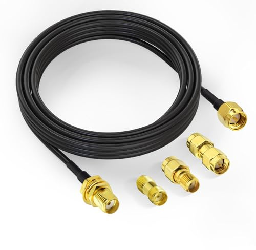 Superbat SMA ALSR100 - Cavo di prolunga per antenna WiFi, 10 m, da maschio a femmina, con kit adattatore SMA da 3 pezzi per router 4G LTE, antenna GPS 4G 5G, modem gateway, dongle USB RTL-SDR