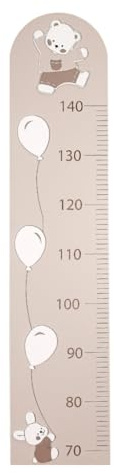 Botter Luigi | Legno Artigianale Made in Italy | Metro Crescita Bambini Modello Poppy Tortora | Scala 70-140 cm | Elementi in Rilievo