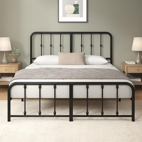 Zinus Leonardo Metal Platform Bed Frame, Victorian Spindle Style Headboard and Footboard, Heavy Duty Bed Base, Ample Underbed Space, Full