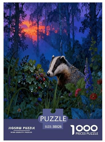 Puzzle Blaireau Européen 1000 Pièces pour Adultes Et Enfants, Jeu De Famille, Casse-tête Buissons Denses, DéCoration, Cadeau Famille 38x26cm/1000pcs