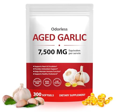 NIFEISHI Aged Garlic Extract Capsules, (300 Count) 500mg Odorless, Garlic Supplement, 2-Year Matured for Overall Wellness, Non-GMO, Gluten-Free, Vegetarian