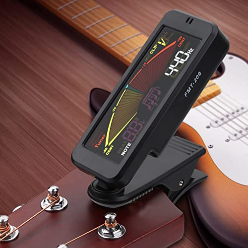 Generic Flanger FMT-209 Stimmgerät und Metronom mit Buntem Display für Chromatische Gitarren-Bass-Ukulele, Robustes Design, 360° Drehbarer Clamp/Holder für Jeden Musiker