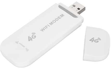 Naroote Mini Enrutador Blanco Portátil 4G LTE para Viajes, Trabajo de Negocios, hasta 10 Dispositivos, Módem USB y Punto de Acceso WiFi para Juegos de Fiesta, Soporte de 32/64 bits, Adecuado para /