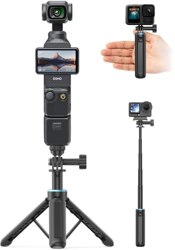 14.5/37cm Action Camera Selfie Stick Tripod for DJI Osmo Pocket 4/3, Insta360 Luna Ultra, GoPro Hero 13/12/11/10/9/Max2, DJI Osmo Action 6/5 Pro/4, Portable Travel Vlog Stand/Handle Grip/Accessories