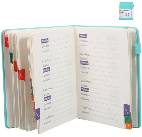NULYLU Adressbuch für Senioren mit Passwortbuch und Alphabetischen Registerkarten aus Pu für Schnellen Zugriff und Vielseitige Organisation im Büro oder Privat
