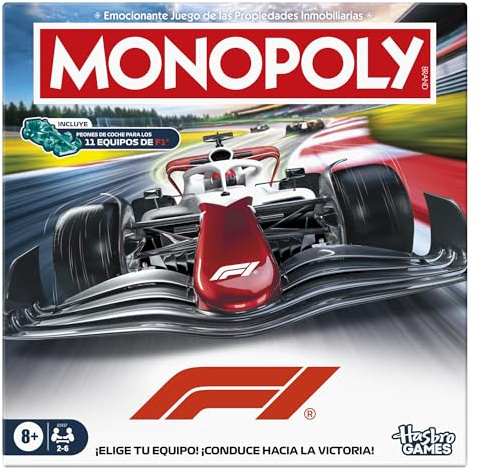 Monopoly F1-Edition, offizielles Formel-1-Spiel, Familienspiele für Kinder, Jugendliche und Erwachsene, für 2 bis 6 Spieler, 45 Minuten, Alter: 8 + - spanische Version