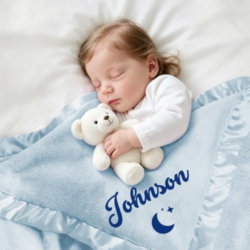 Coperta Neonato Personalizzata con Nome, Coperta in Flanella Morbida | Coperta in flanella morbida per neonato, personalizzata per bambino e bambina, ideale per passeggino e culla, regalo nascita