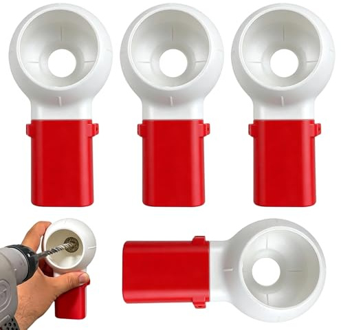 4PCS Drill Dust Catcher, Drill Dust Collector Xtra Hand Dust Extraction Hole Saw-Dust Collector Dustproof Catcher with Guide and Bottle Interface for Wood Stone Metal Drilling