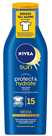 Nivea Sun solar milk 200 ml. Protection 15 with C Vitamin & Hyaluronic Acid, NIVEA SUN Protect & Hydrate Sun Milk 15+ protects your skin with an innovative balanced system, Pack of 1