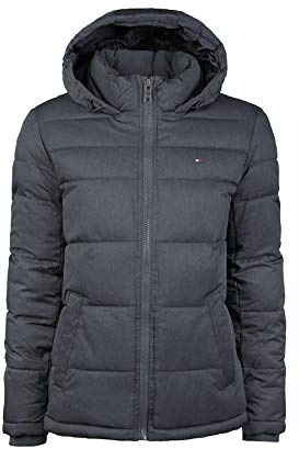 Tommy Hilfiger Men's Hooded Puffer Jacket Down Outerwear Coat, Heather Navy, XL