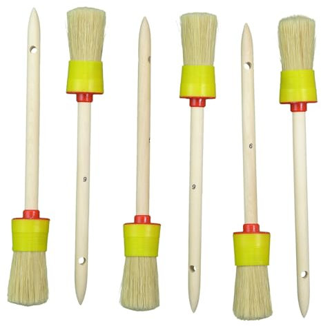 ROTIX-93123 - Set di 6 pennelli ad anello, Ø 30 mm, misura 6, qualità artigianale, pennelli rotondi per verniciatura, setole chiare