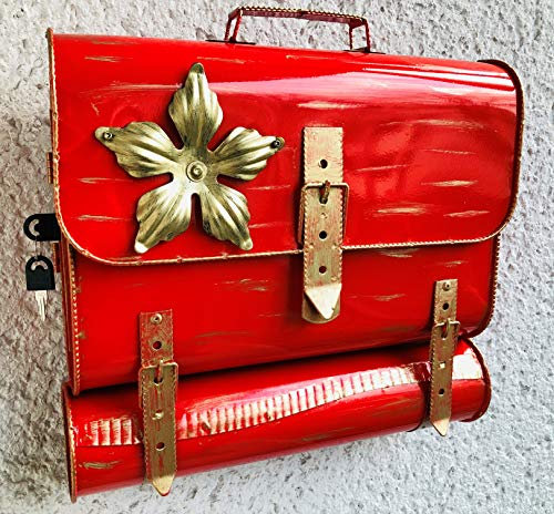 Wandbriefkasten Tasche Briefkasten Postkasten Zaunbriefkasten mit Zeitungsrole Zeitungsfach aus rostfreiem Blech - Befestigungsmaterial GRATIS!