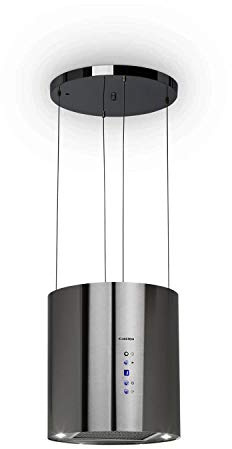 Klarstein Barett Dunstabzugshaube - Abzugshaube mit 190 W Motorleistung, Dunstabzugshaube Umluft in 3 Leistungsstufen, max. 560 m³/h Umluftleistung, Ø 35cm, LED-Beleuchtung, Edelstahl, dunkelsilber