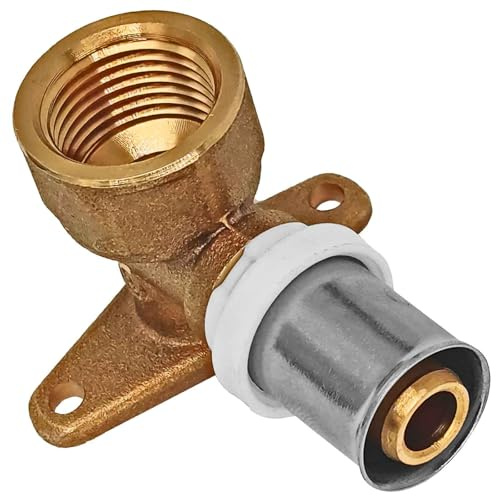 MegaHaustechnik Wandwinkel mit 1/2 Zoll Innengewinde IG mit Dichtung Pressfitting aus Messing für Mehrschichtverbundrohr 16x2 mm Außendurchmesser x Wandstärke Trinkwasser geeignet TH U Profil Kontur