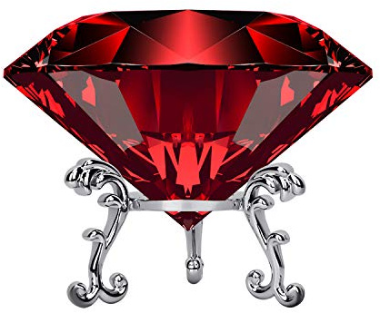 Großer Kristall-Diamant-Briefbeschwerer mit Ständer, Juwelen, Hochzeitsdekorationen, Tafelaufsätze, Heimdekoration, 8 cm, Rot