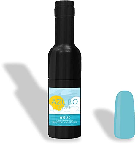 VINOLAC Azuro veganer Nagellack in Wein-Flasche - Farblack für Maniküre, Nageldesign & Beauty Geschenk für Frauen - Made in Germany (15 Free Nail Polish, vegan, farbintensiv)