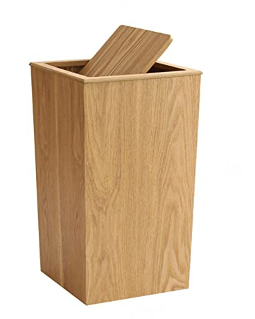 Advap Corbeille en Bois, Shake Couvercle Panier de Recyclage du Papier carré, pour Chambre à Coucher, Salon, Salle de Bain, Bureau, Bois Naturel Brun Clair
