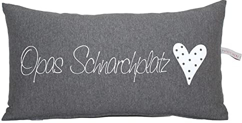 Mädchen sucht Kleid Kissen für Opa, Opas Schnarchplatz, Nackenrolle, Geschenk für Opa, Uropa, Großvater, 20 x 40 cm (grau)