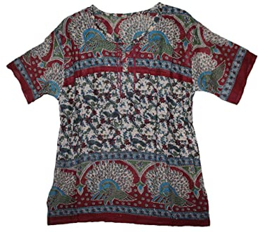 Indian Ethnic Cotton Top Tunic Blouse for Women Hippie Boho Vintage Look Shirt
