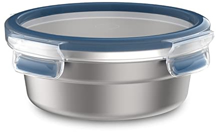 EMSA CLIP & CLOSE Stainless Steel rund 0,7 L, Edelstahl/Blau