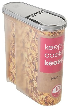 keeeper Contenitore per Alimenti Secchi Jean, Coperchio Ripiegabile, 2,6 L, Polipropilene, 21,5 x 9,5 x 24 cm, Nordic Grey (Grigio)