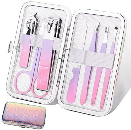 Aceoce Manicure Set Women Nail Clippers Professional Manicure Pedicure Kit Stainless Steel Nail Cutter Grooming Kit Personal Care Tool with Travel Case Gifts for Women Her Valentine's Day Mother's Day