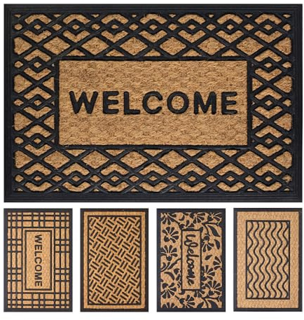 OLIVO.shop | PROMO - Zerbino in cocco naturale e gomma, zerbino ingresso casa rettangolare 40x60 cm (DISEGNO 5)