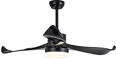 Moddeny Ventilatore da soffitto Nero da 42 Pollici con Luce Ventilatore da soffitto Intelligente in Vetro dimmerabile Ventilatore da soffitto a Basso Profilo a 3 Pale con Luce
