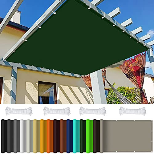 Tenda a Vela Parasole Rettangolare 1 x 3.4 m Protezione Raggi Uv Vela Ombreggiante Rettangolare per Terrazzo Balconi Giardino e Outdoor, Verde Scuro