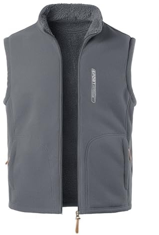 MeiLayM Hombres Chaleco de Vellón Ligero Invierno Caliente Deportes Chaqueta Chaqueta Chaqueta sin mangas Puro Color Chaleco Chaqueta aire Libre Fotografía Senderismo Chaqueta sin Mangas, Gris, XL