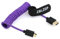 ZBLZGP 8K HDMI Kabel Geflochtene Spirale Rechts Links Winkel Typ A HDMI 2.1 für Sony Canon R5 Nikon Blackmagic Pocket Cinema Kameras (Mini HDMI-HDMI, Lila geflochten)