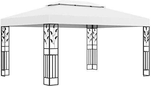Pavillon mit Doppeldach, LAPOOH Faltpavillon, Pergola, Partyzelt, Standmarkise, Sonnenzelt, Garten Pavillion, Grillpavillon, 3x4 m Weiß