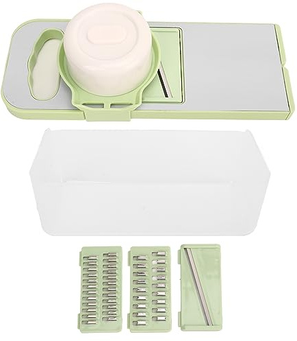 Trancheuse de Pommes de Terre, Coupe-pommes de Terre à Salade Coupe-légumes Manuel Coupe-frites Confortable à Manipuler avec Lames Amovibles (3 lames + boîte de rangement (non
