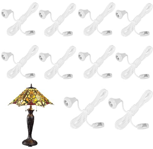 OUZHOU Light Pull Cord, 10pcs Nylon Bathroom Light Pull Cord, Pull Cord String with Connector, Cord Spare Ceiling Light Switch Nylon Pull Cord 1.5m/59 inch for Bathroom Bedroom Switches